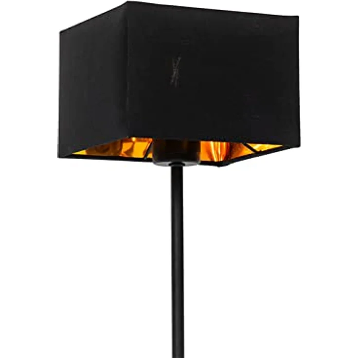 QAZQA VT 1, Moderne Tischlampe mit schwarzem Stoffschirm und goldener Innenseite, quadratisch, E27, LED geeignet, 44 cm hoch – Bild 3