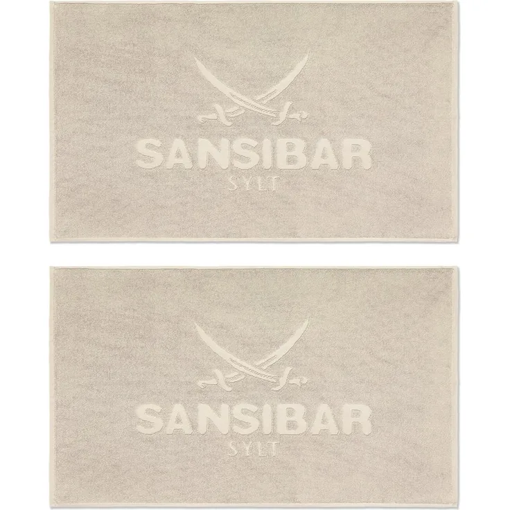 Sansibar Sylt Badematte 2er Set Sansibar Badvorleger, 50x80 cm, Hochtiefprägung, Rückseite hat keine rutschhemmende Beschichtung, hautfreundlich, pflegeleicht, fußbodenheizungsgeeignet, strapazierfähig, schwere Qualität, beste Saugfähigkeit, Baumwolle,...