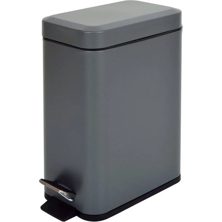 SVITA Mülleimer STM5, Treteimer, Kosmetikeimer, Softclose, 5L, Stahl pulverbeschichtet, Grau – Bild 4