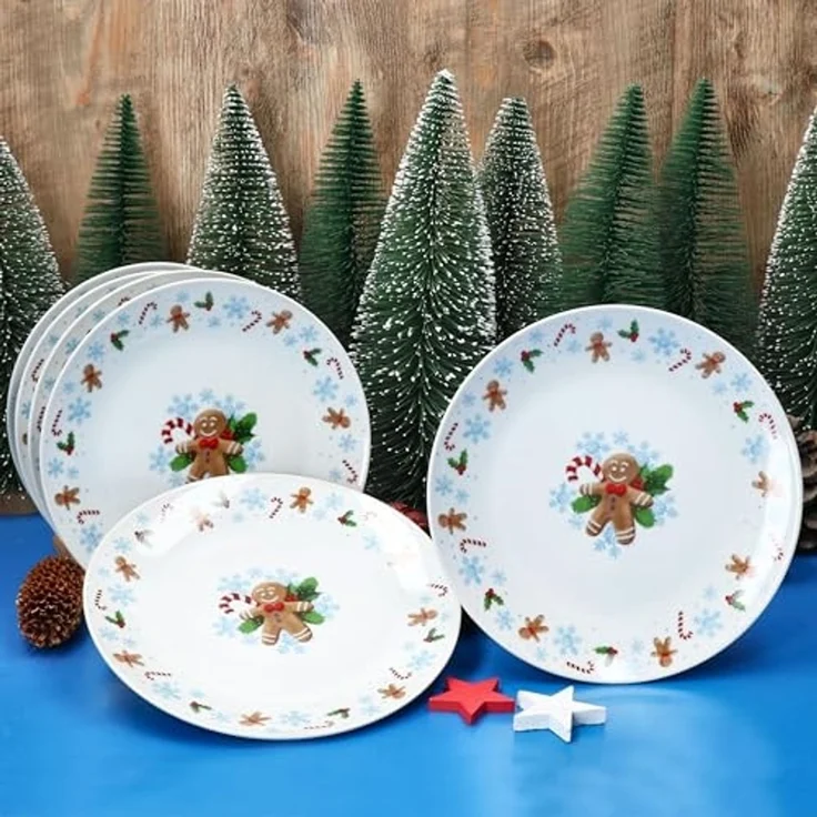 6x Candyman Kuchenteller Porzellan 6 Personen Dessert-Teller Weihnachten eisblau – Bild 3
