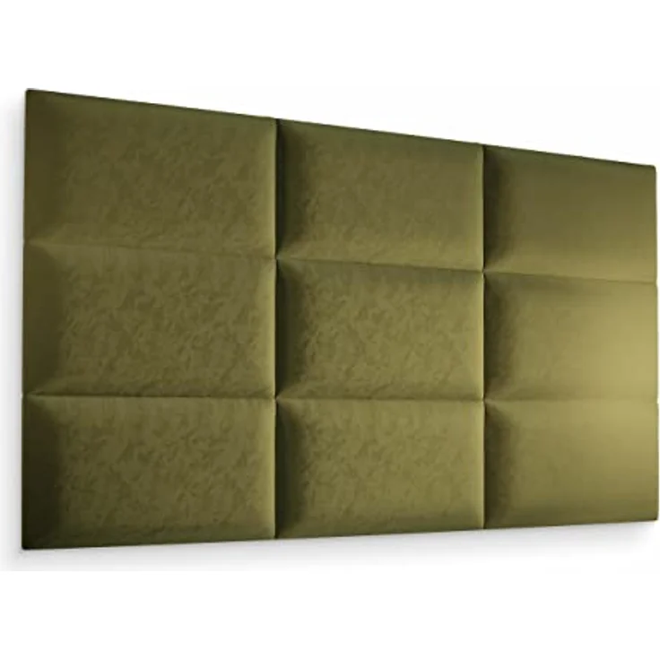 Muralo Samt Wandkissen Stoff Polsterpaneel Schlafzimmer Wohnzimmer Bett Wandpolster Bettkopfteil Lendekissen Modern Luxus Gepolstert Polster Paneel (Olivgrün, 50x40 cm) – Bild 6
