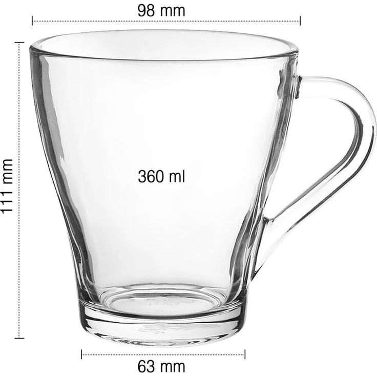 KONZEPT Teeglas mit Henkel XL Set 360 ml Kaffeegläser Transparent Glühweingläser, 6-tlg, Set 4/6 tlg. für Heiße Getränke, spülmaschinenfest – Bild 3