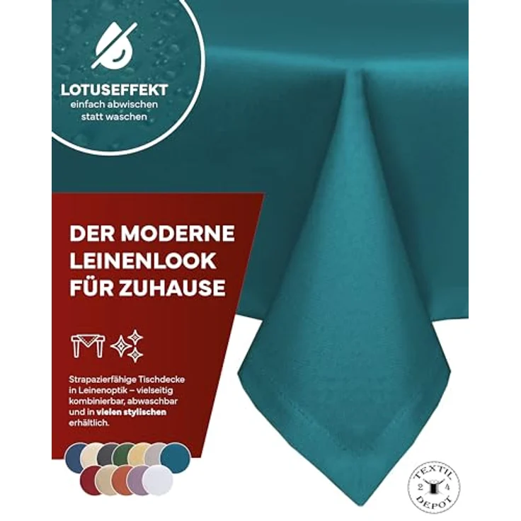 texpot Tischdecke Lotuseffekt Leinenoptik Bügelfrei Fleckschutz wasserabweißend (1-tlg) – Bild 3