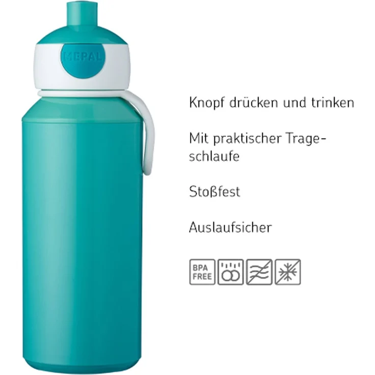 Mepal CAMPUS Pop-Up Trinkflasche Set mit Flip-Up Ersatzdeckel Cool Blue (2025) – Bild 4