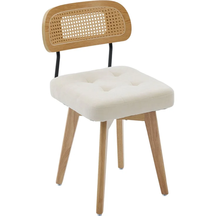 LVHOM 2er-Set Esszimmerstühle 360° Drehstuhl, Polsterstuhl in Rattan-Optik mit Chenille Kissen, stabiler Küchenstuhl mit Metallbeinen, Beige – Bild 2