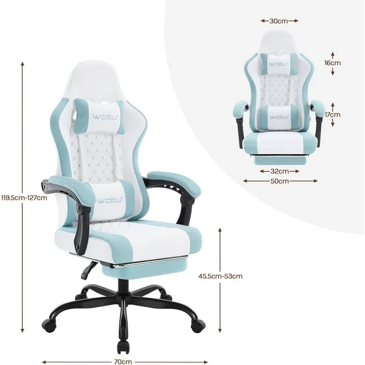 Woltu Gaming-Stuhl (1 St), mit Massagefunktion, ergonomisch, 150 kg, Netzstoff – Bild 2