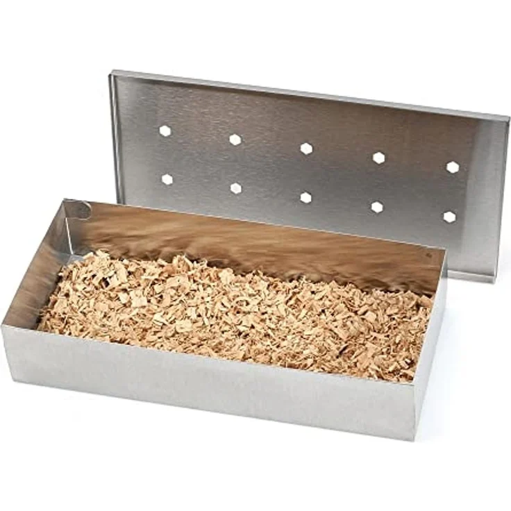 Wenco Premium Räucherbox, 20 x 9,5 x 4 cm, Edelstahl, Hitzebeständig, Smokebox für Gasgrill und Holzkohlegrill, Silber – Bild 2