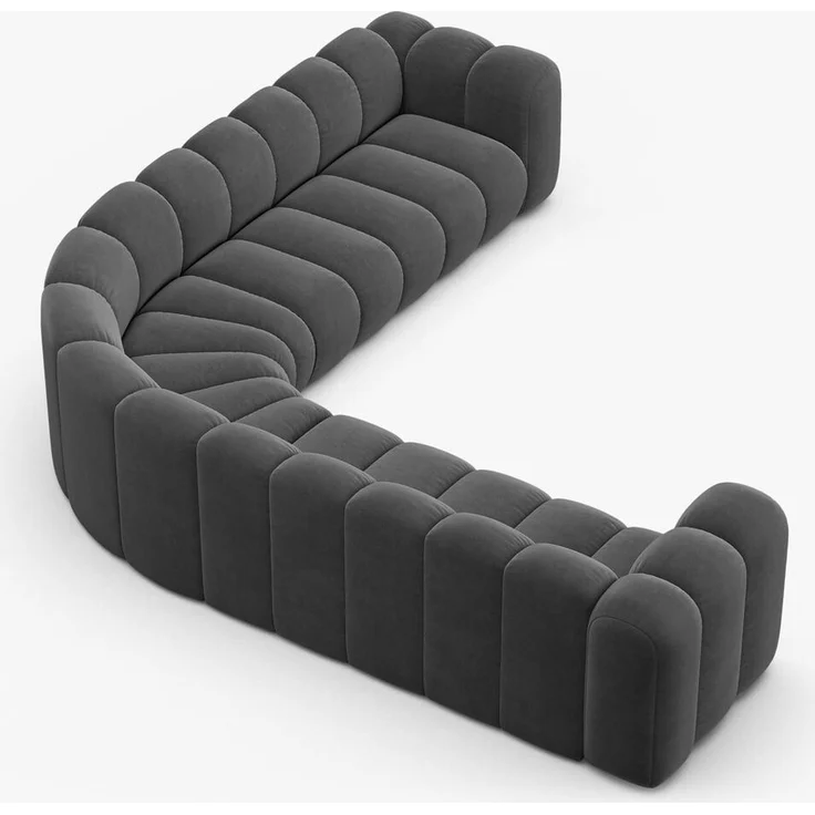 Micadoni symmetrisches Ecksofa Lupine 5-Sitzer Samt Venus Grau – Bild 5