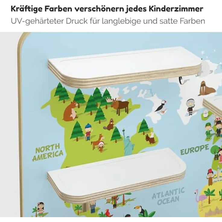 stadtecken Holzregal für Musikbox I Geeignet für die Toniebox und ca. 50 Tonies I Perfekte Tonie Aufbewahrung im Kinderzimmer I Zum Aufstellen oder Aufhängen I Atlas 2, groß – Bild 6