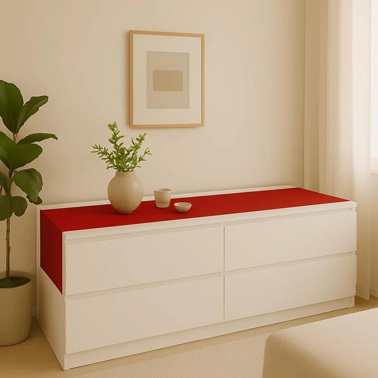 Tischläufer aus Minimate Gewebe. Modern, glatt, breiter Saum, bügelfrei, strapazierfähig, waschbar bis 60°C, trocknergeeignet. Küche und Wohnzimmer. Größe und Farbe wählbar. (Rot, 40x180) – Bild 4