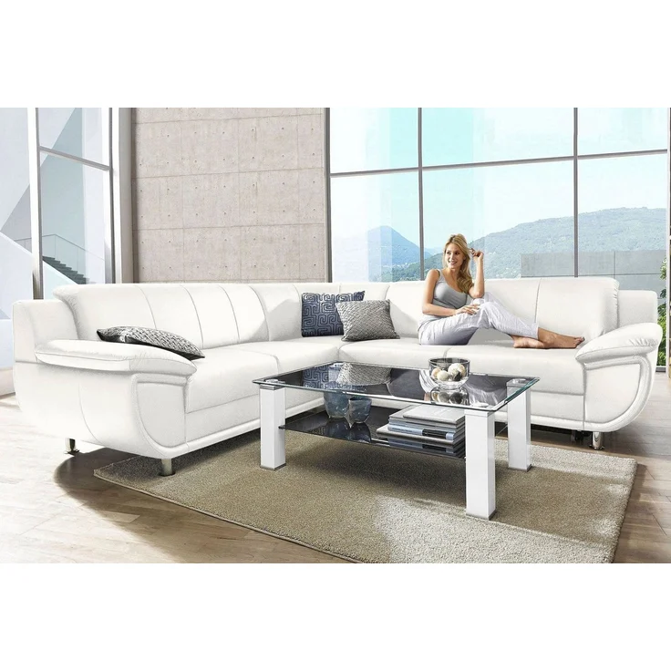 TRENDMANUFAKTUR Ecksofa Rondo wahlweise mit Schlaffunktion, bequeme Armlehnen, L-Form, wahlw. mit Federkern, Füße chromfarben, Unser Dauertiefpreis – Bild 1