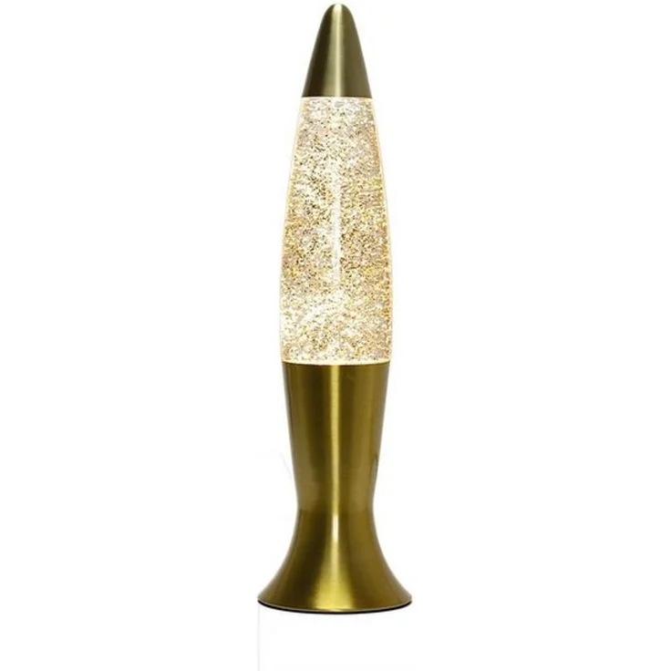 Licht-Erlebnisse Lavalampe ROXY, Warmweiß, Tischleuchte Glitter 40 cm G9 in Gold Retro Tischlampe – Bild 4
