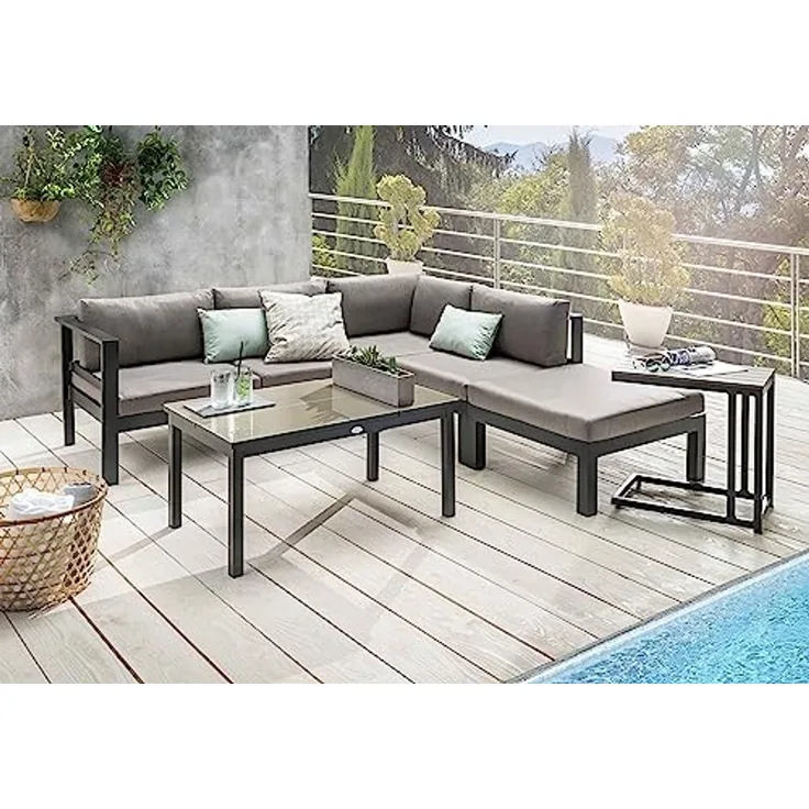 Destiny ARENAL Sofaset, antrazit, inkl. Polster taupe, mit verstellbarem Tisch
