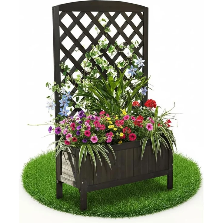 Melko Blumenkasten Rankkasten Blumenkasten Rankgitter Holz Schwarz 72x30x120 cm (Stück), Langlebig