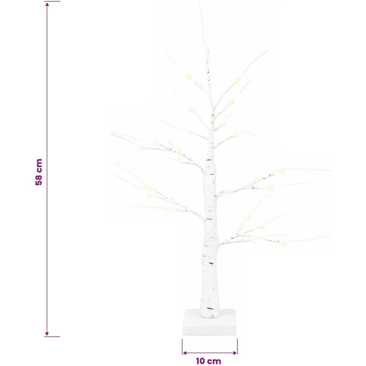 vidaXL LED-Birken-Weihnachtsbaum 2 stk. Weiß 10 x 10 x 58 cm 42055361 – Bild 7