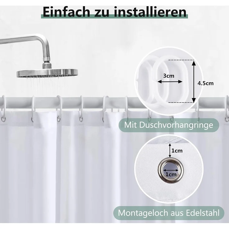 Duschvorhang REDKEY 120x200cm Anti-schimmel Waschbar PVC Textil Antibakteriell – Bild 4