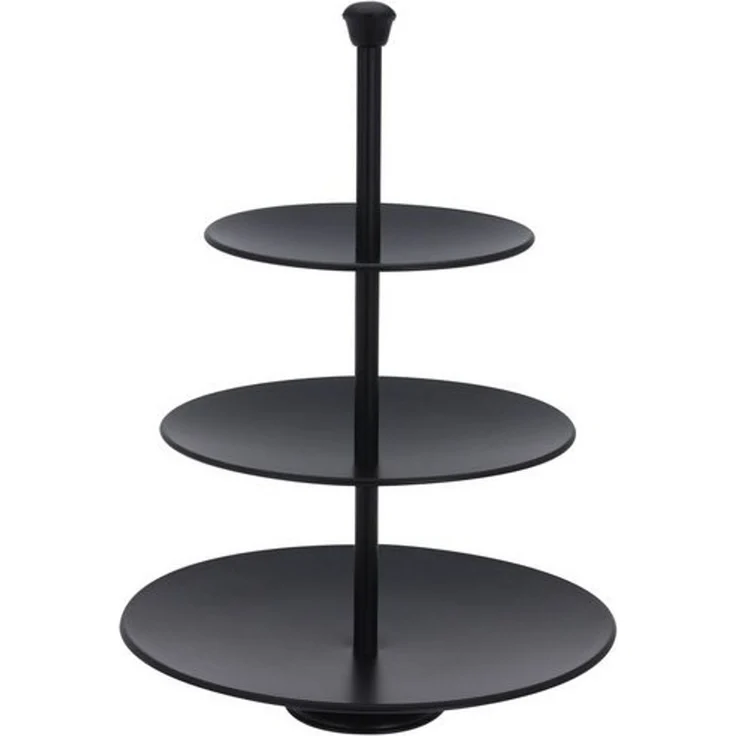 Spetebo Etagere Edelstahl Etagere in schwarz mit 3 Etagen - 36 x 25 cm, Edelstahl, (Stück, 1-tlg, Servierständer), Metall Deko Servierplatte – Bild 2