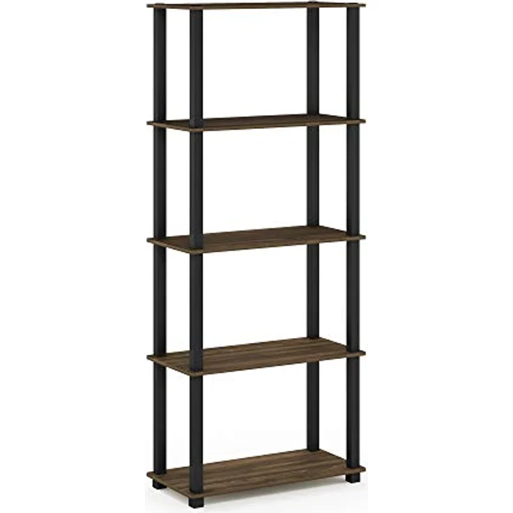 Furinno 5-Ebenen Mehrzweck-Regal mit quadratischen Rohren, holz, Columbia Walnut/Schwarz, 29. 46x59. 94x145. 8 cm – Bild 6