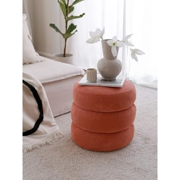 Atelier Del Sofa Stylish Coral Pouffe, 40 x 40 x 40 cm | 100% Wooden Frame, Soft Teddy Fabric | Perfect for Modern Living Rooms & Cozy Spaces, Elegant & Functional – Bild 3