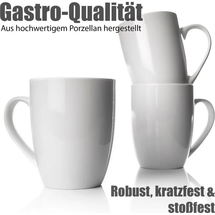 BigDean 12 Stück Kaffeebecher 300ml aus hochwertigem echtem Porzellan - spülmaschinengeeignet - Tassen zum Bemalen – Bild 3