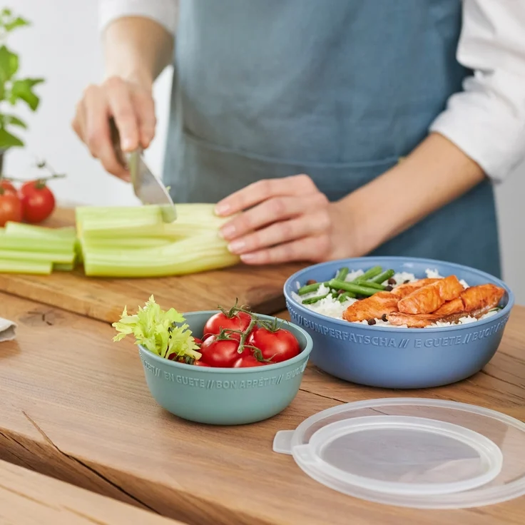 Rotho Schüssel mit Deckel 0,35 L Tresa horizon blau Vorratsdose Frischhaltedose Kühlschankdose – Bild 7