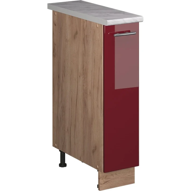 Apothekerschrank Fame-Line Bordeaux Hochglanz/Goldkraft Eiche 20 cm, AP Marmor Vicco – Bild 1