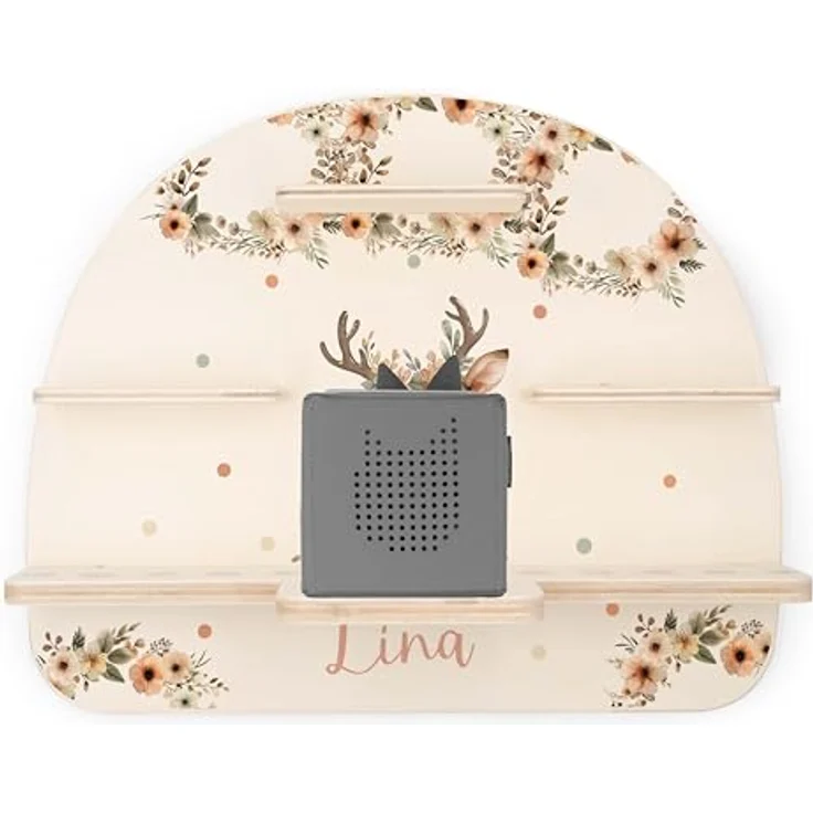 KIDSMOOD - Personalisiertes Tonie Regal für Kinderzimmer | Regenbogen Wand-Regal mit genügend Platz für Tonie-Hör-Figuren, Aussparung für Tonie-Musikbox & Kabelmanagement, Tonie Regal Mädchen & Jungen – Bild 8