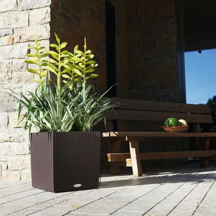 LECHUZA Pflanzgefäß CUBE Cottage 40 ALL-IN-ONE Mokka 442086