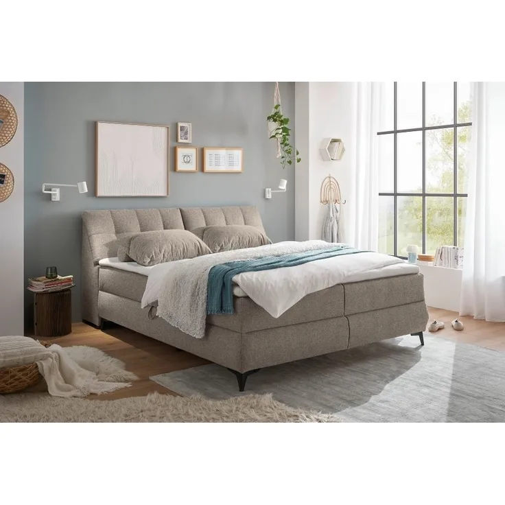 Boxbett Atlantis 160x200 cm in Sand von ED Exciting Design mit Bettkasten