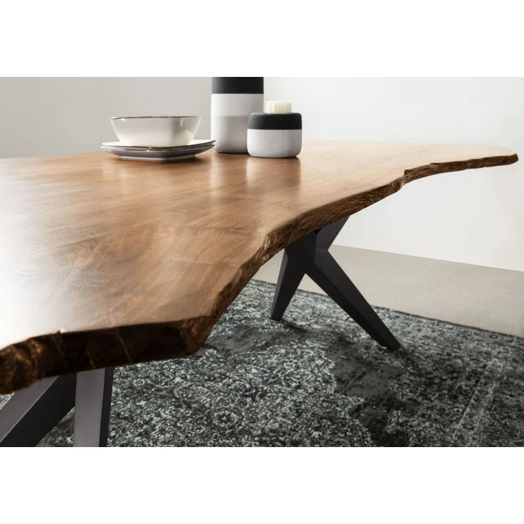 Baumtisch Akazie 220x100x76 natur lackiert Beine anthrazit matt FREEFORM 4 #49 – Bild 5