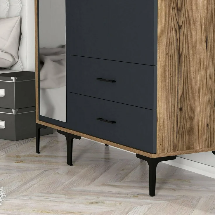 Dmora Kleiderschrank 3 Türen Shaula 120x47,5 cm Braun – Bild 7