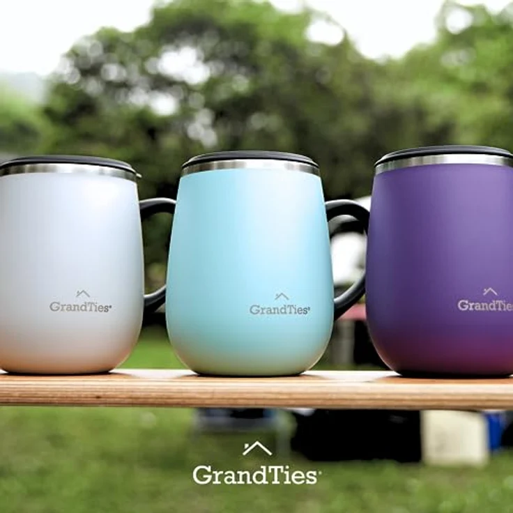Grandties Insulated Coffee Mug with Handle, Sliding Lid for Splash-Proof 16 oz Wine Glass Shape Thermal Tumbler with Double Walled Vacuum Stainless Steel to Keep Beverages Hot or Cold- Powder Green – Bild 6