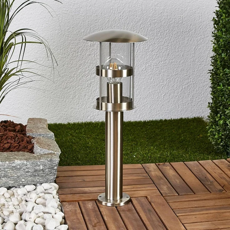 Lindby Außen-Stehlampe Noemi, Edelstahl Alu IP44, 1 x 60 W – Bild 3