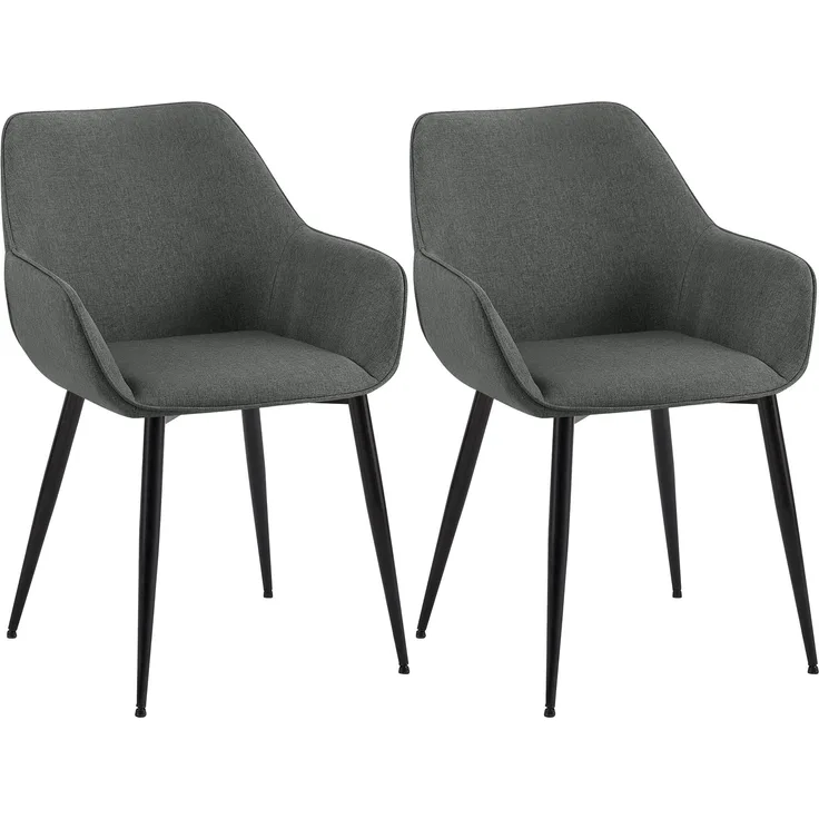2er Set Esszimmerstuhl NIVER - Stoff Dunkelgrau 52x63x82 cm | Essstühle Esszimmerstühle Küchenstühle Wohnzimmerstühle