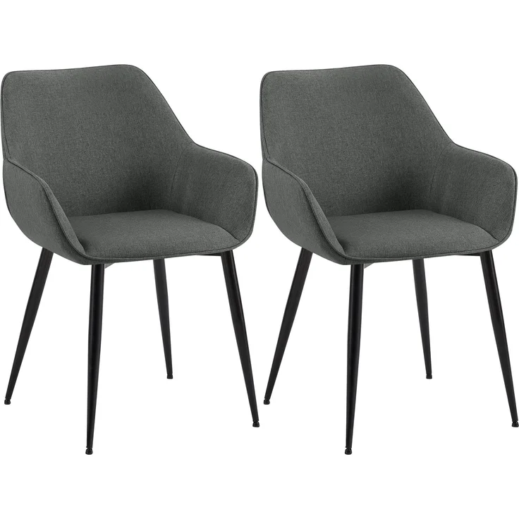 2er Set Esszimmerstuhl NIVER - Stoff Dunkelgrau 52x63x82 cm | Essstühle Esszimmerstühle Küchenstühle Wohnzimmerstühle – Bild 1