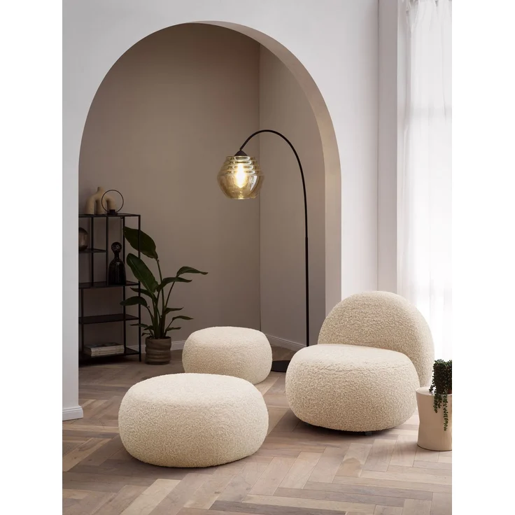 DOMO. collection Sessel 700 016, Polstersessel, rund, gepolsterte Rückenlehne, Füße mit Filzgleitern, Armsessel, Polsterganitur, 73 x 75 x 76 cm (BxTxH), beige – Bild 1