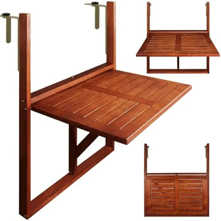 Casaria Balkontisch Balkonhängetisch Balkon Tisch klappbar Akazie Holz – Bild 1