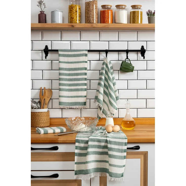 Hermia Concept 'Bella - Green' Handtuch-Set (4-teilig), Grün, 45 x 65 cm