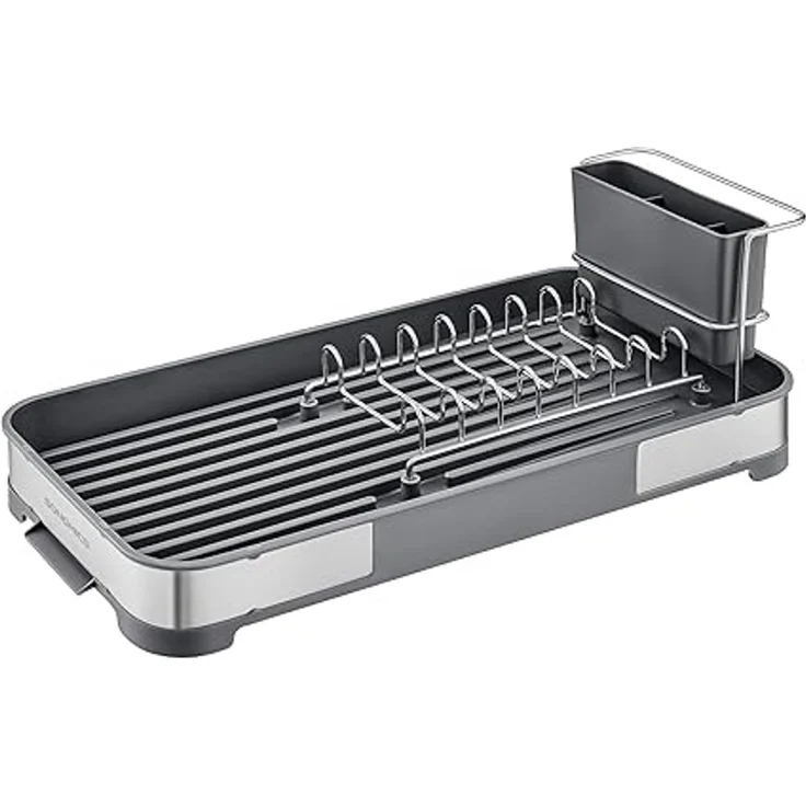 SONGMICS Abtropfgestell klein, Geschirr-Abtropfgestell für Spüle, Abtropfständer, Abtropfgitter Edelstahl, Abtropfschale, Besteckhalter, Tassenhalter rostfrei, für Geschirr, silbern-grau KCSDE034G01 – Bild 5