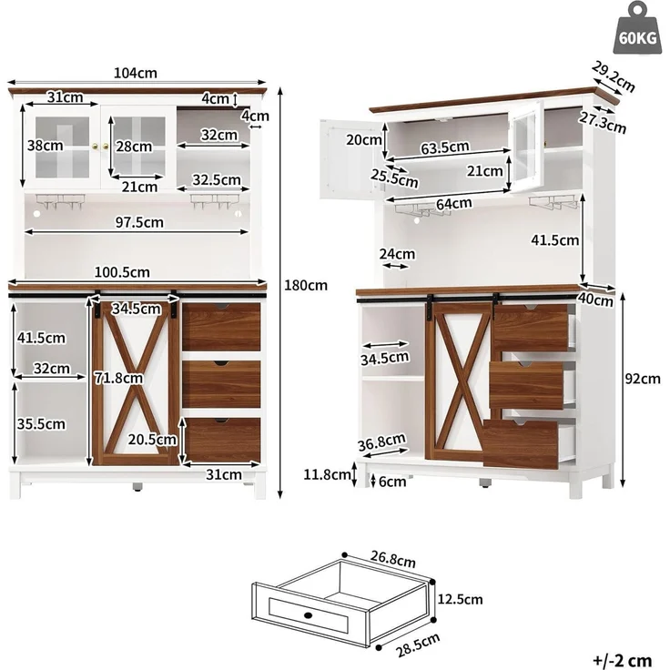 Kuchenschrank Hochschrank mit LED Beleuchtung – Bild 3