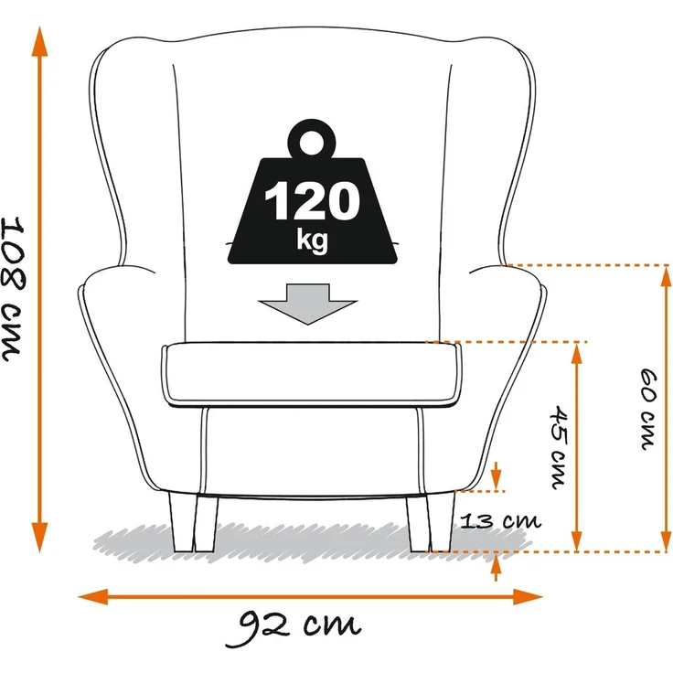 Supellex Sofia Ohrensessel mit Hocker | Design Patchwork Ornamente, Herz Rot – Bild 5
