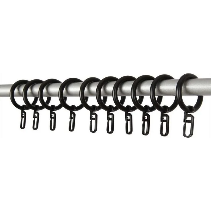 Bestlivings Gardinenstange, 1-läufig, Gardinenring - schwarz - Ø28mm, Gardinenring (silber) Ø40mm , Gardinenringe Ø40mm inkl. Faltenleghaken – Bild 2