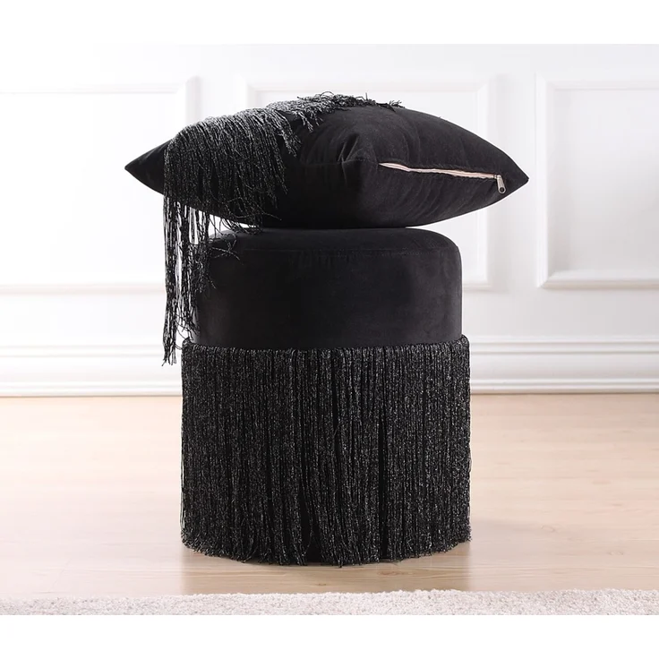 Atelier Del Sofa Modern Black Velvet Pouffe, 40 cm Height x 45 cm Depth | 100% Velvet, 6 cm Orthopedic Sponge, PVC Coated Hidden Legs | Stylish & Functional, 150 kg Capacity – Bild 8