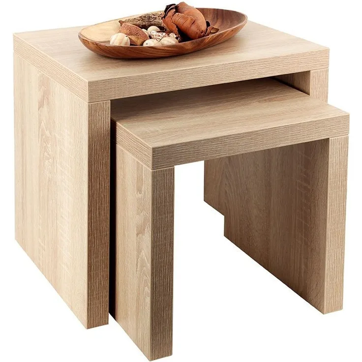 Levandeo® Couchtisch, 2 Satztisch Sonoma Eiche Deutsche Herstellung Couchtisch fest