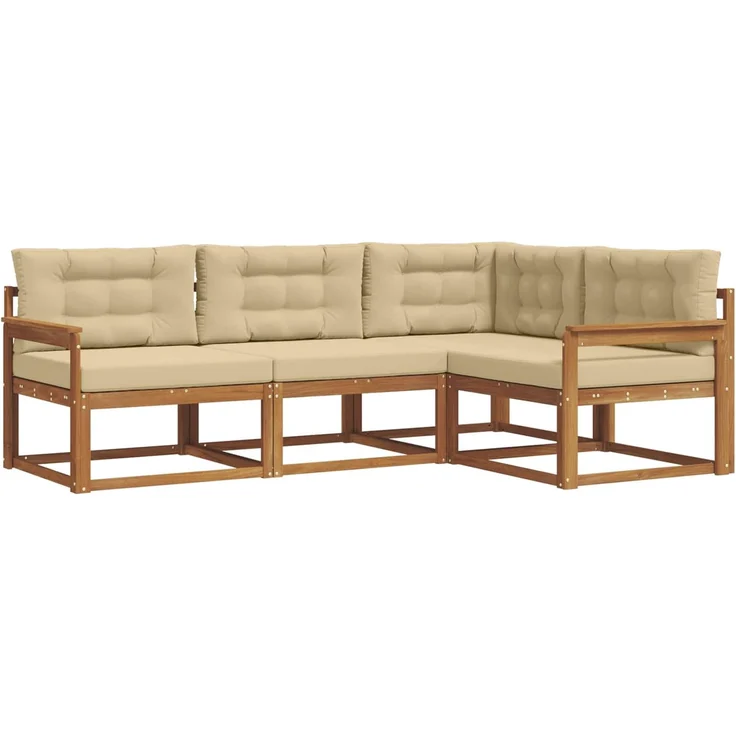vidaXL Outdoor-Sofagarnitur 4 stk. 4-Sitzer Natur und Beige 3367501 – Bild 2