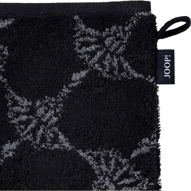 JOOP! Waschlappen, 3er Pack - Waschhandschuh, Doubleface, Walkfrottier Schwarz Cornflower 16x22cm – Bild 3