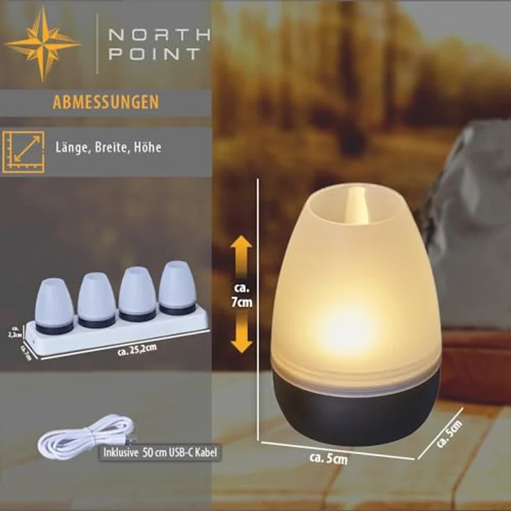 Northpoint LED Dekolicht LED Akku Lounge Lights Kabellos für Innen und Außen RGBW Flackereffekt – Bild 5