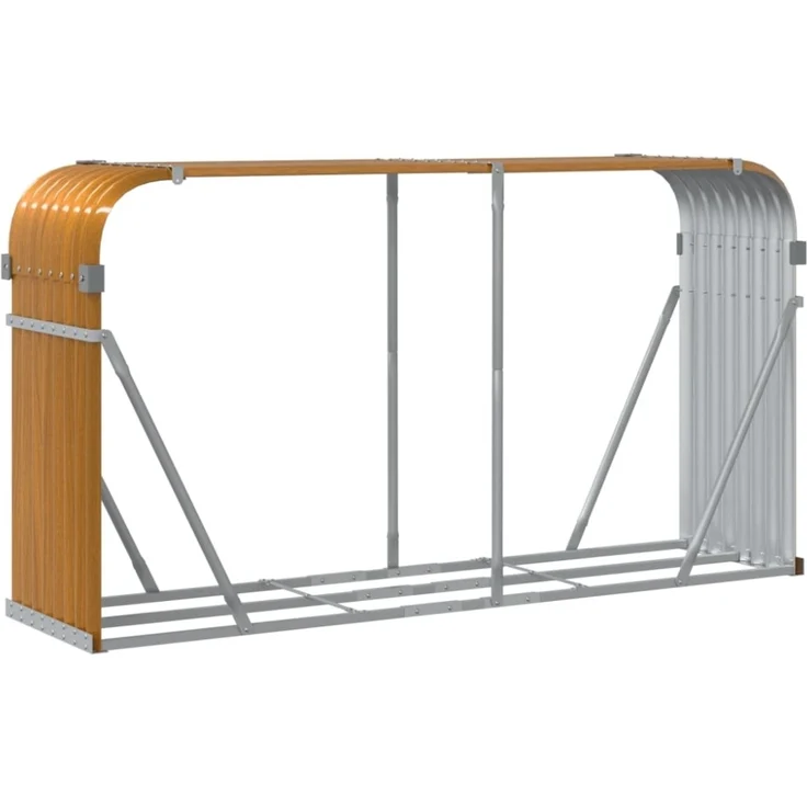 vidaXL Kaminholzunterstand Holzoptik 180x45x100 cm Verzinkter Stahl 364584 – Bild 2