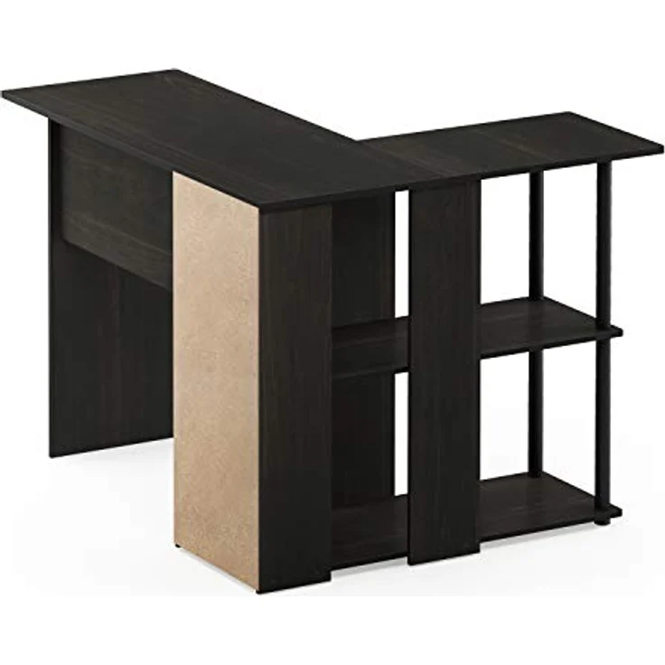 Furinno Abbott L-förmiger Schreibtisch mit Regalen, holz, Espresso/Schwarz, 87.5 x 87.5 x 73.51 cm – Bild 9