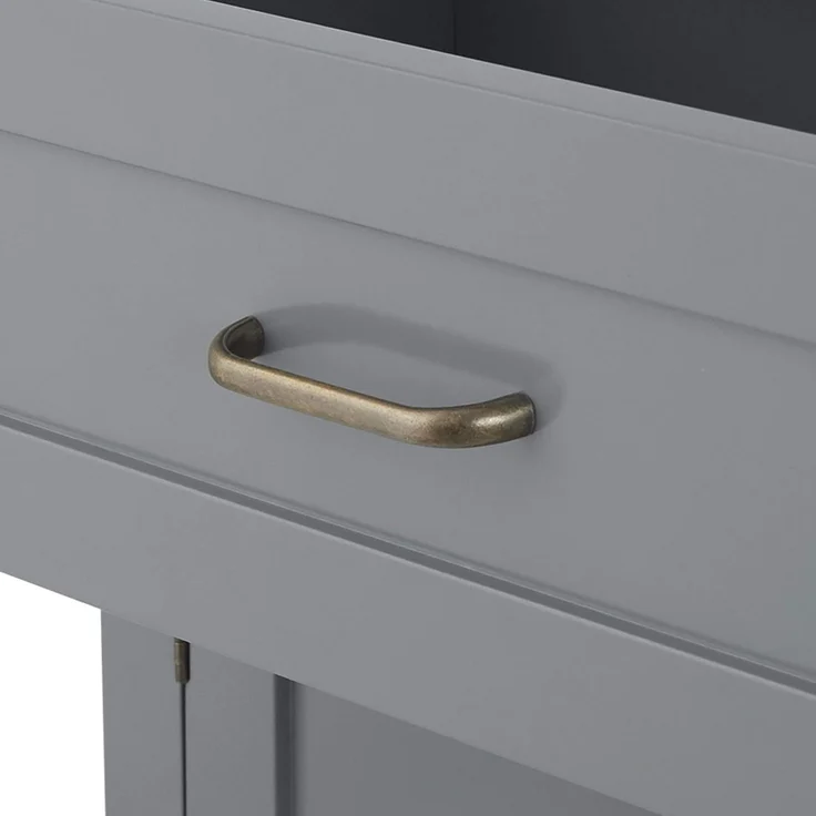 Teamson Home Mercer Holz Badezimmermöbel Boden Aufbewahrungsschrank Schublade & Verstellbare Regale Grau EHF-F0018 – Bild 9